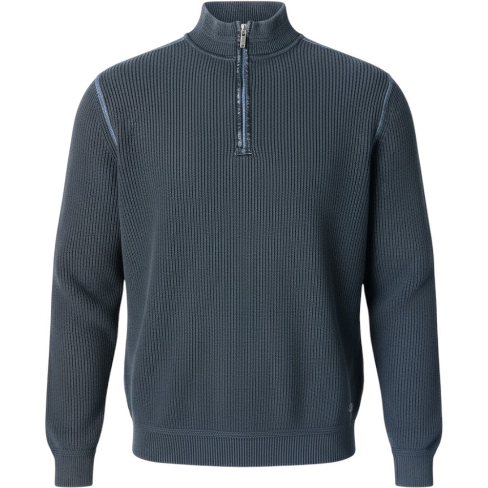 Tommy Bahama Quarter Zip Sweater Mens XL Mock Neck Exposed Seam Chunky Knit Blue